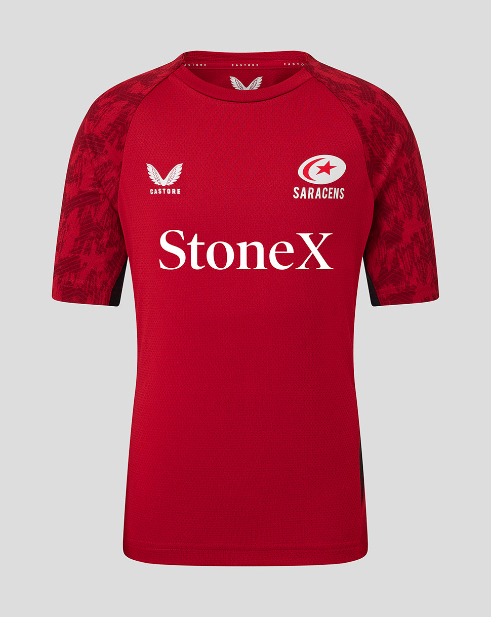 Saracens Junior 25/26 Training Short Sleeve Tee - Rhythmic Red - Rhythmic Red/Caviar
