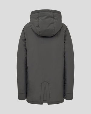 Back view of grey padded hooded Feyenoord training jacket