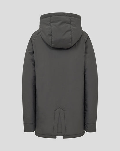 Back view of grey padded hooded Feyenoord training jacket