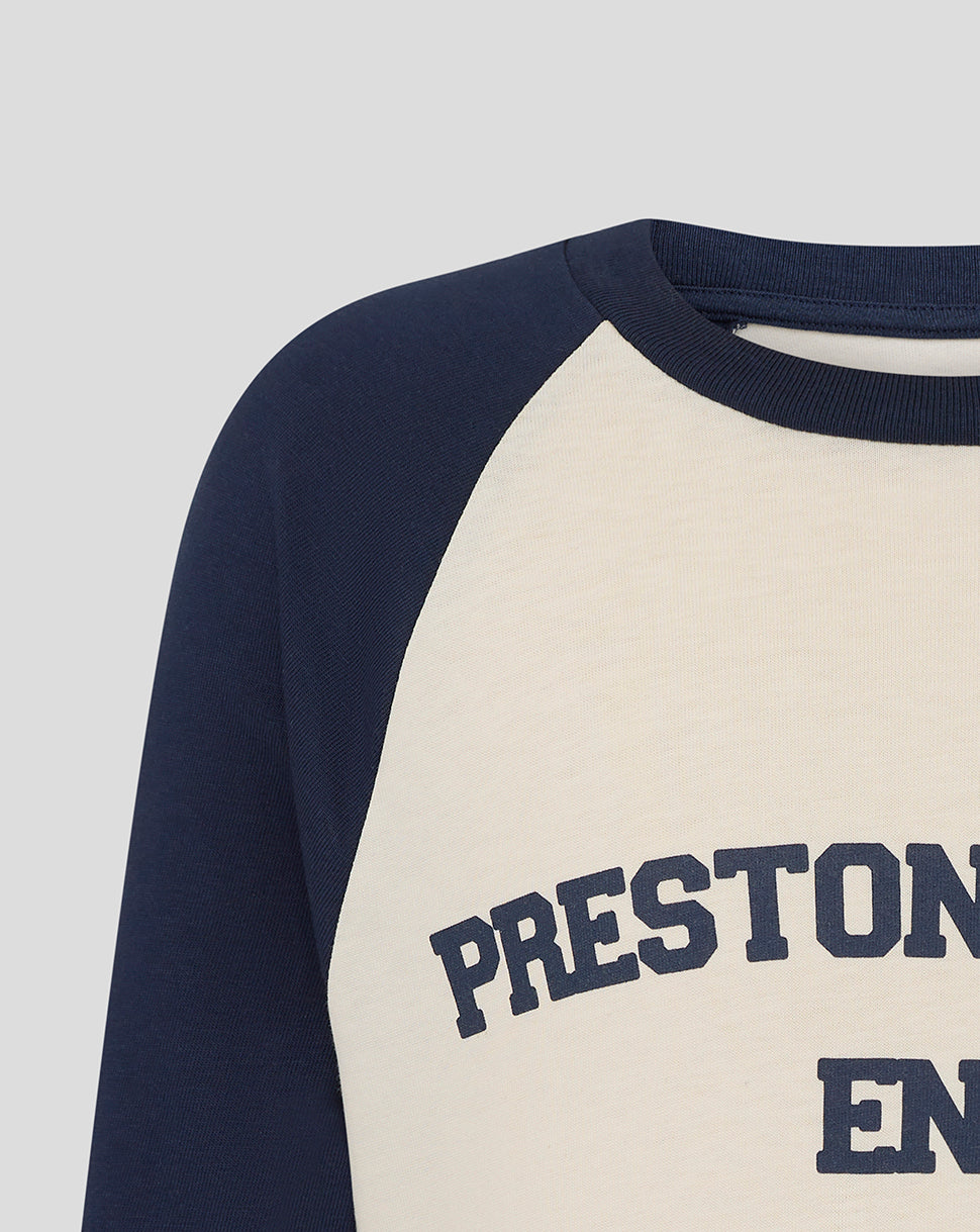 Preston Junior 25/26 Contemporary Raglan Tee - Egret/Black Iris