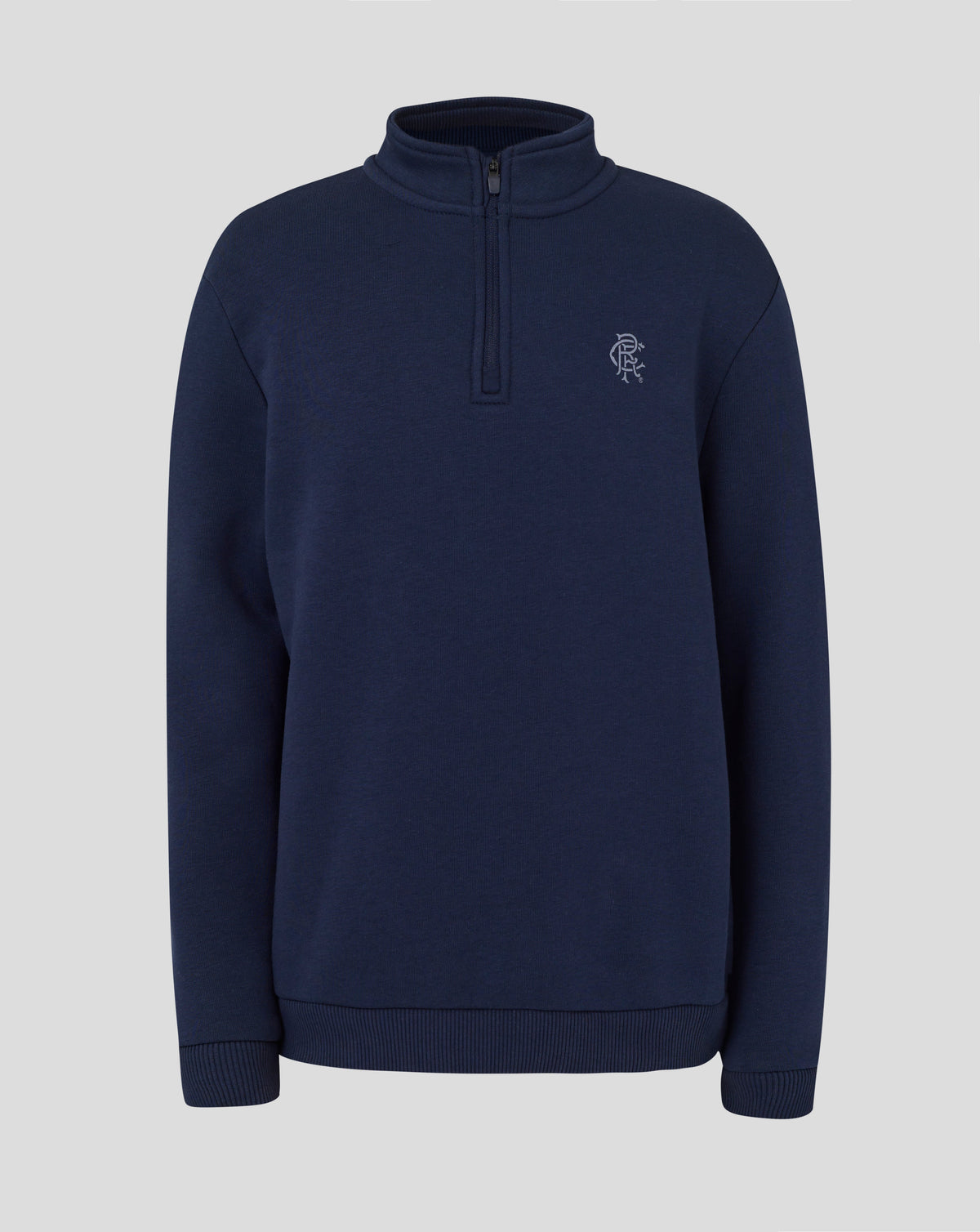 Navy Rangers Junior quarter zip top with stand collar and small left chest crest.