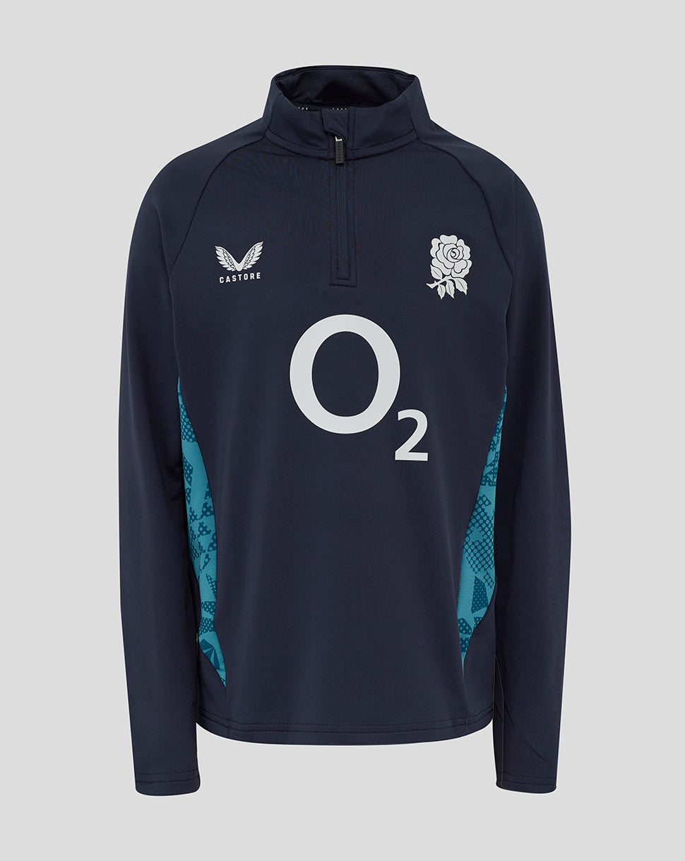 Junior England Rugby 25/26 Performance Midlayer Top - Inkwell - Inkwell/Storm Blue