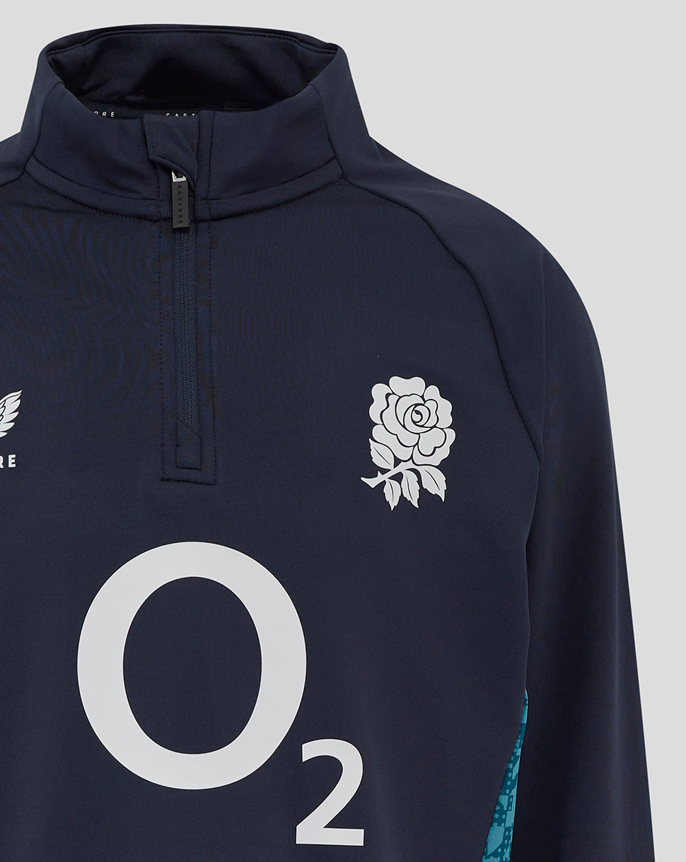 Junior England Rugby 25/26 Performance Midlayer Top - Inkwell - Inkwell/Storm Blue