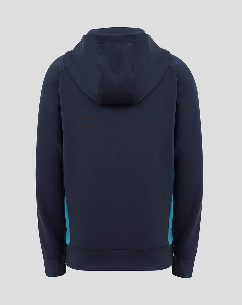 Junior England Rugby 25/26 Performance Full Zip Hoodie - Inkwell - Inkwell/Storm Blue