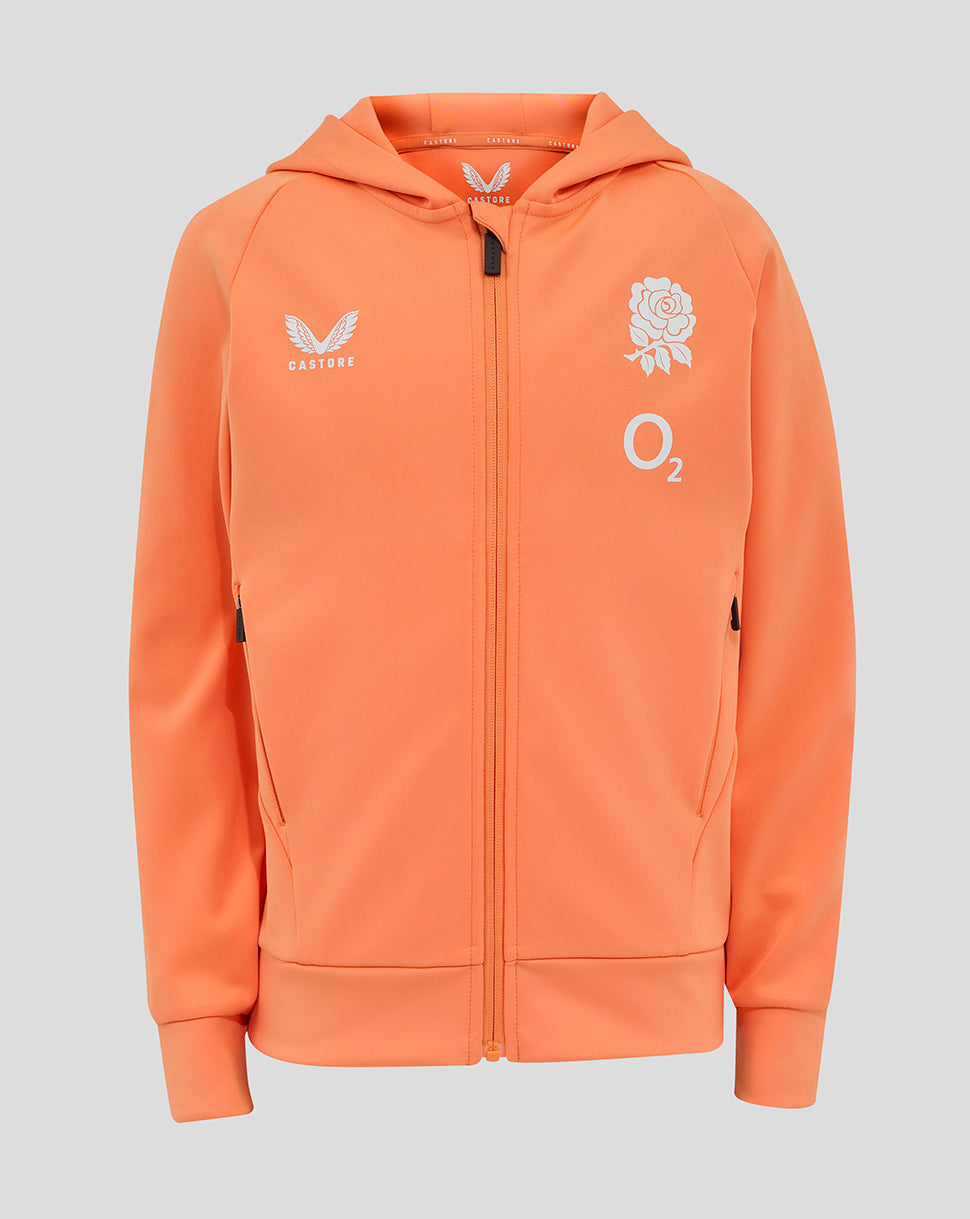 Junior England Rugby 25/26 Performance Full Zip Hoodie - Melon - Melon
