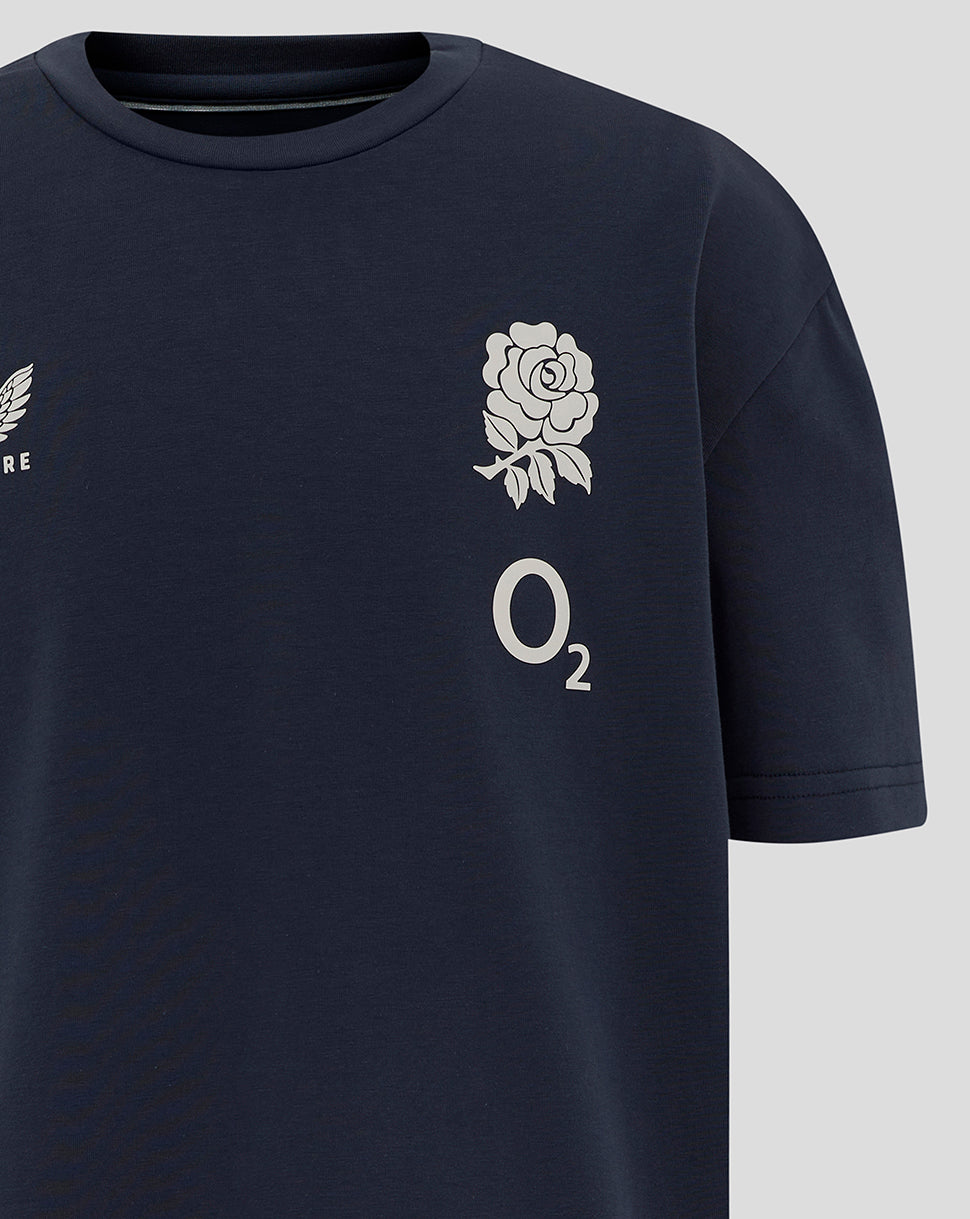 Junior England Rugby 25/26 Travel Short Sleeve T-Shirt - Inkwell - Inkwell