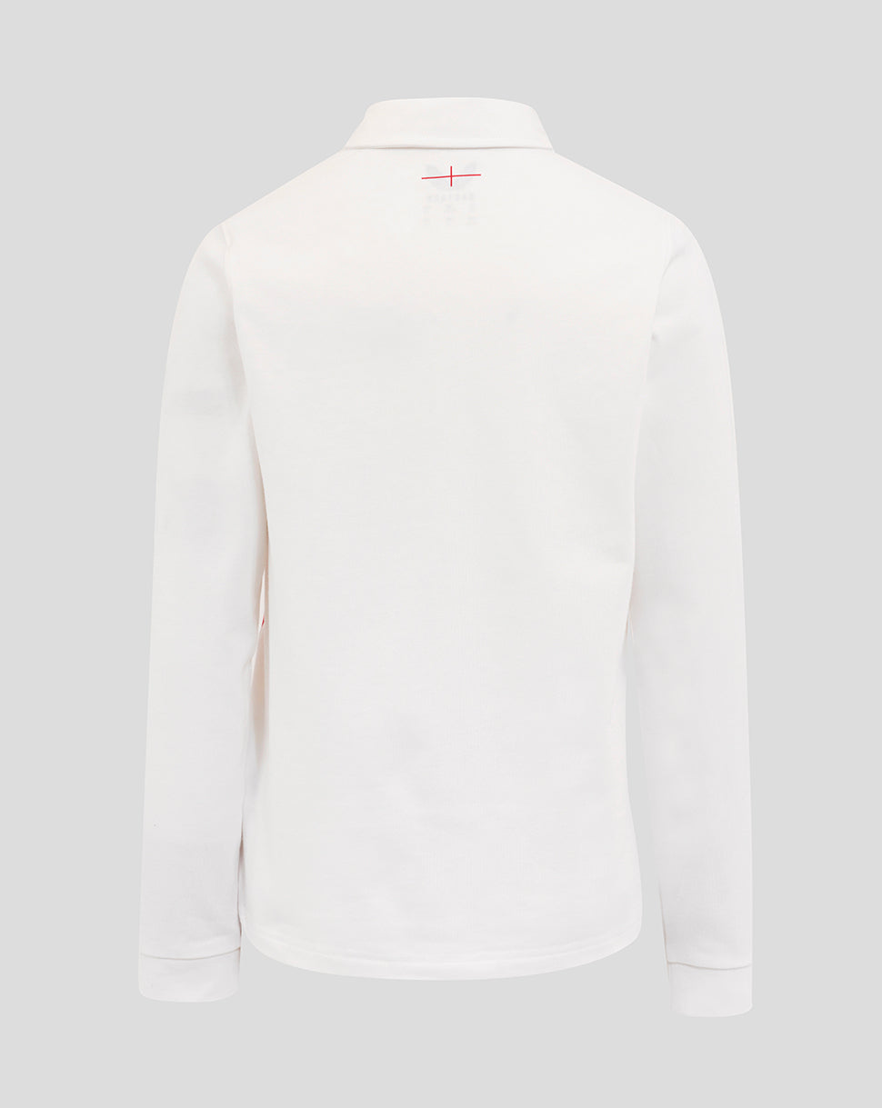 Junior England Rugby 25/26 Home Classic Long Sleeve Shirt - Brilliant White - Brilliant White/Lipstick Red