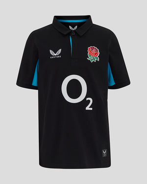 England Rugby 25/26 Alternate Classic Short Sleeve Shirt Junior - Caviar/Swim Cap