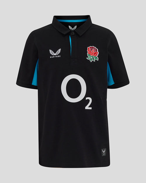 England Rugby 25/26 Alternate Classic Short Sleeve Shirt Junior - Caviar/Swim Cap