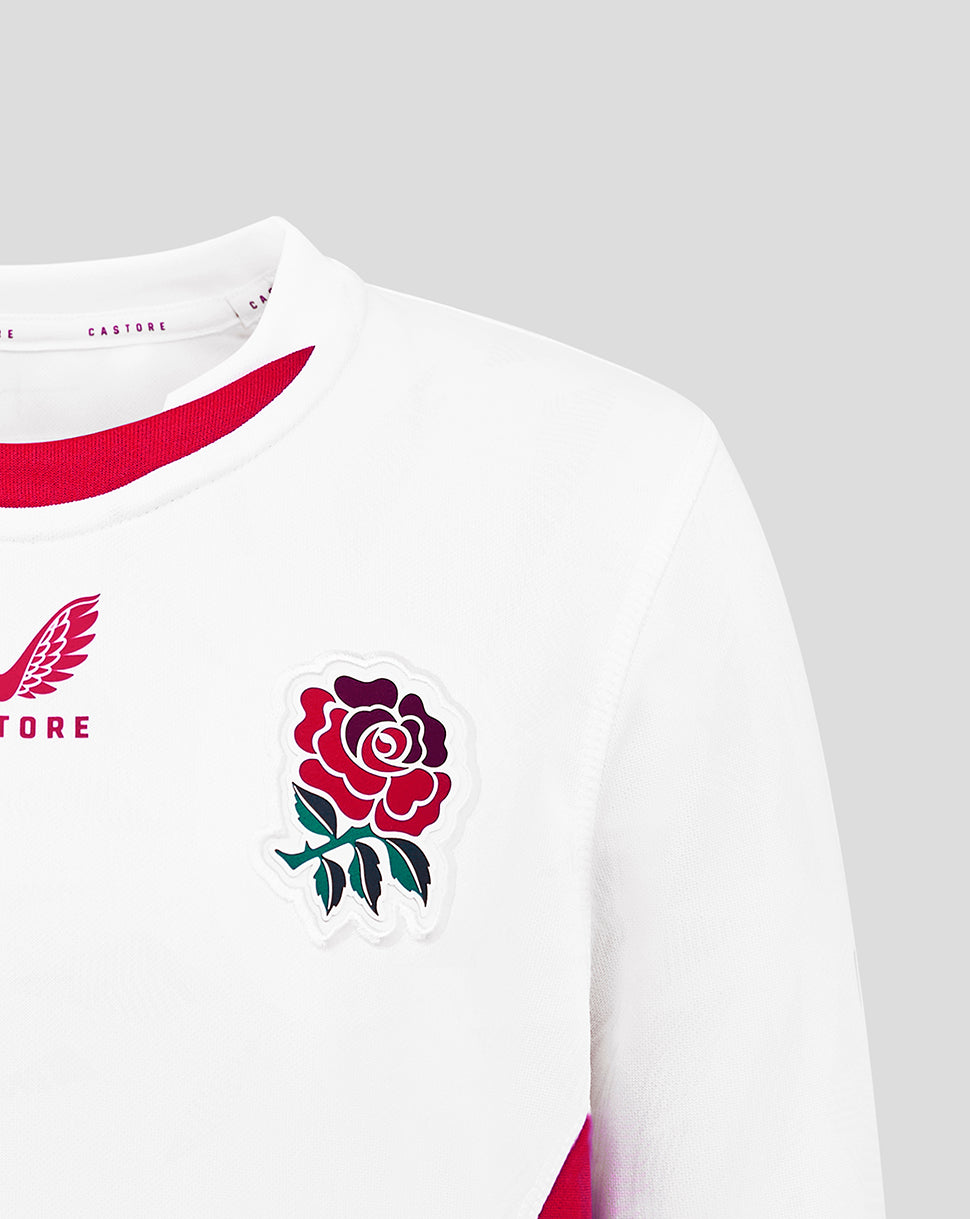 England Rugby Red Roses Junior 25/26 WRWC Home Replica Shirt - Brilliant White - Brilliant White/Lipstick Red