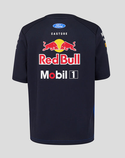 Black sports jersey with Red Bull and Mobil 1 logos on a gray background