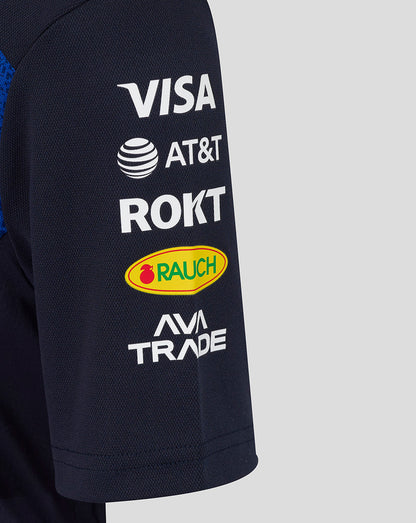 Navy blue sleeve with logos of Visa, AT&T, ROKT, Rauch, and Avi Trade on a light gray background