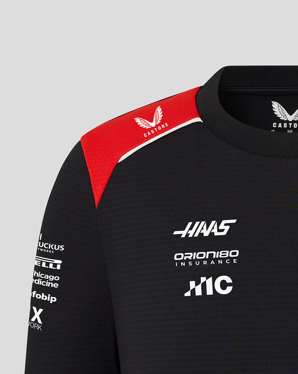 Official Haas Team Junior Driver T-Shirt - Caviar/Flame Scarlet