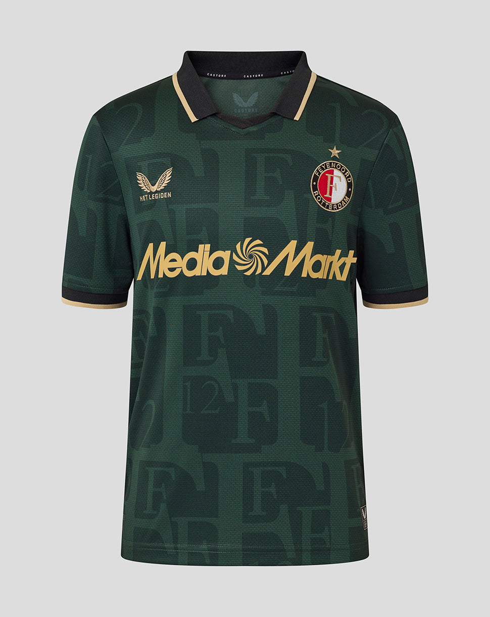 Dark green Feyenoord Twelfth shirt with gold Media Markt sponsor across the chest and crest on the left