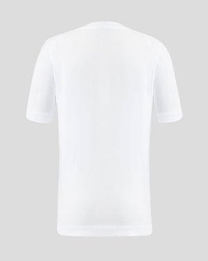 Plain white t-shirt on a light gray background