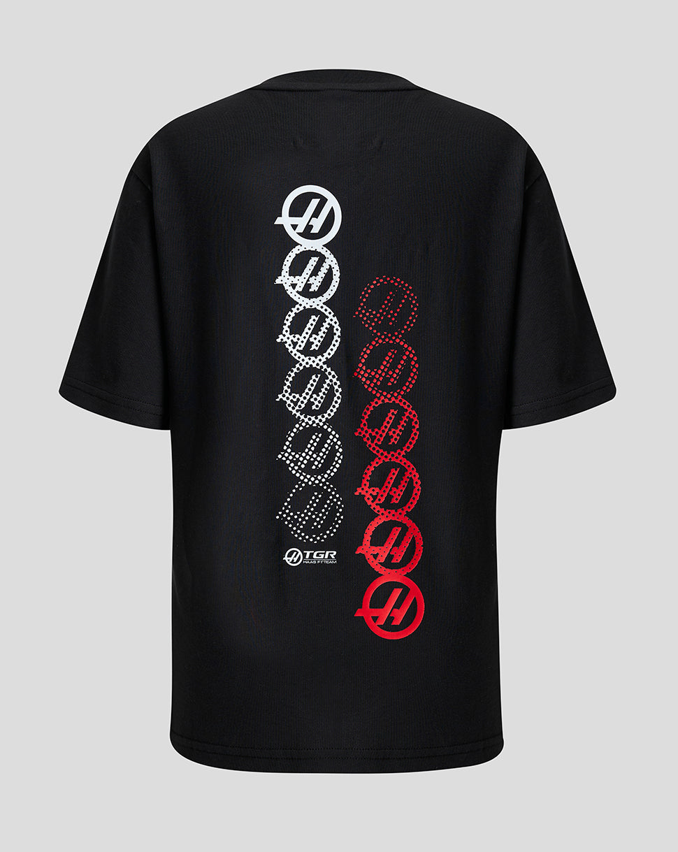 Official Haas Team Junior Monogram Linear Back Graphic T-Shirt - Black - Black