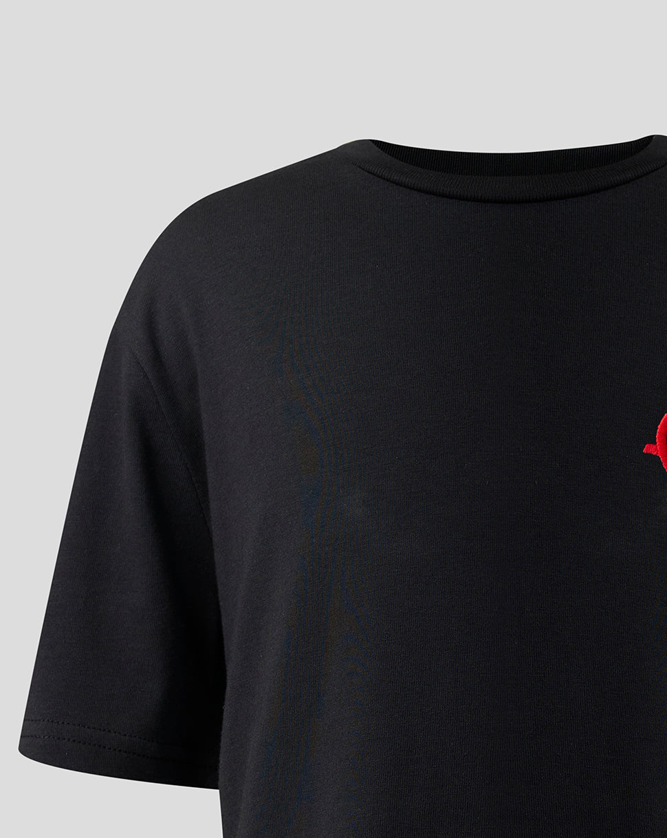 Official Haas Team Junior Monogram Linear Back Graphic T-Shirt - Black
