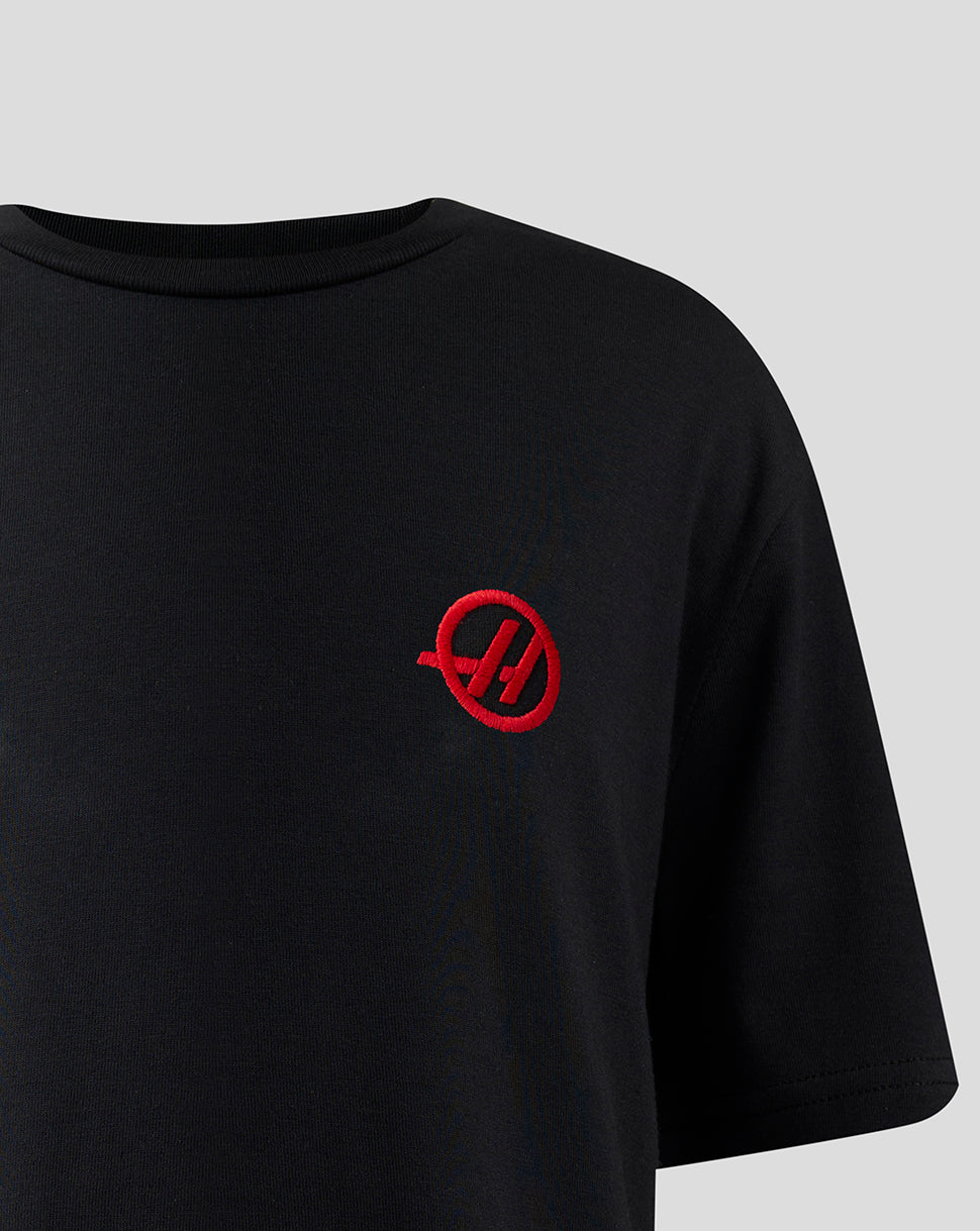 Official Haas Team Junior Monogram Linear Back Graphic T-Shirt - Black