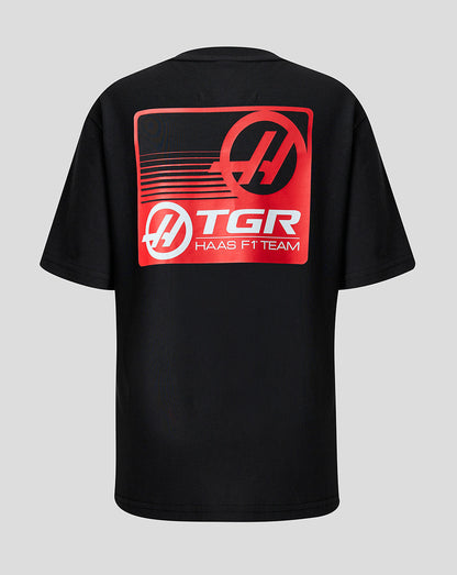 Official Haas Team Junior Full Logo Back Graphic T-Shirt - Black