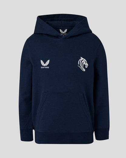 Leicester Tigers Junior 25/26 Travel Brushed Back Hoodie - Navy