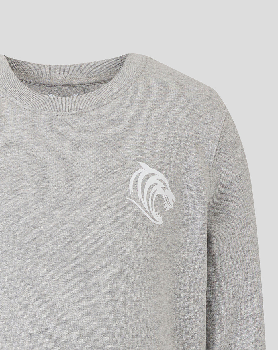 Leicester Tigers Junior 25/26 Travel Crewneck Sweatshirt - Grey