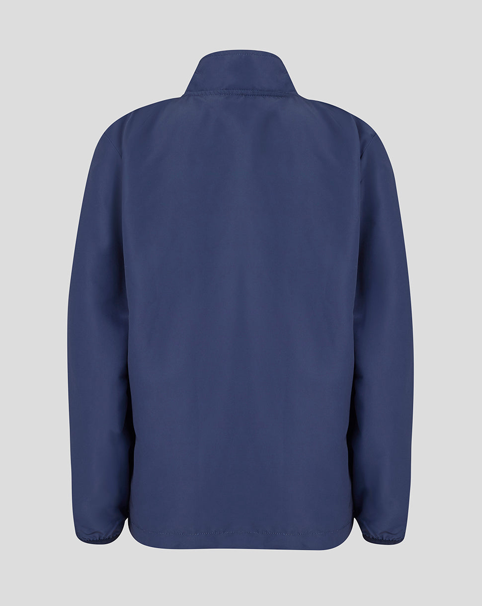Blue jacket on a light gray background