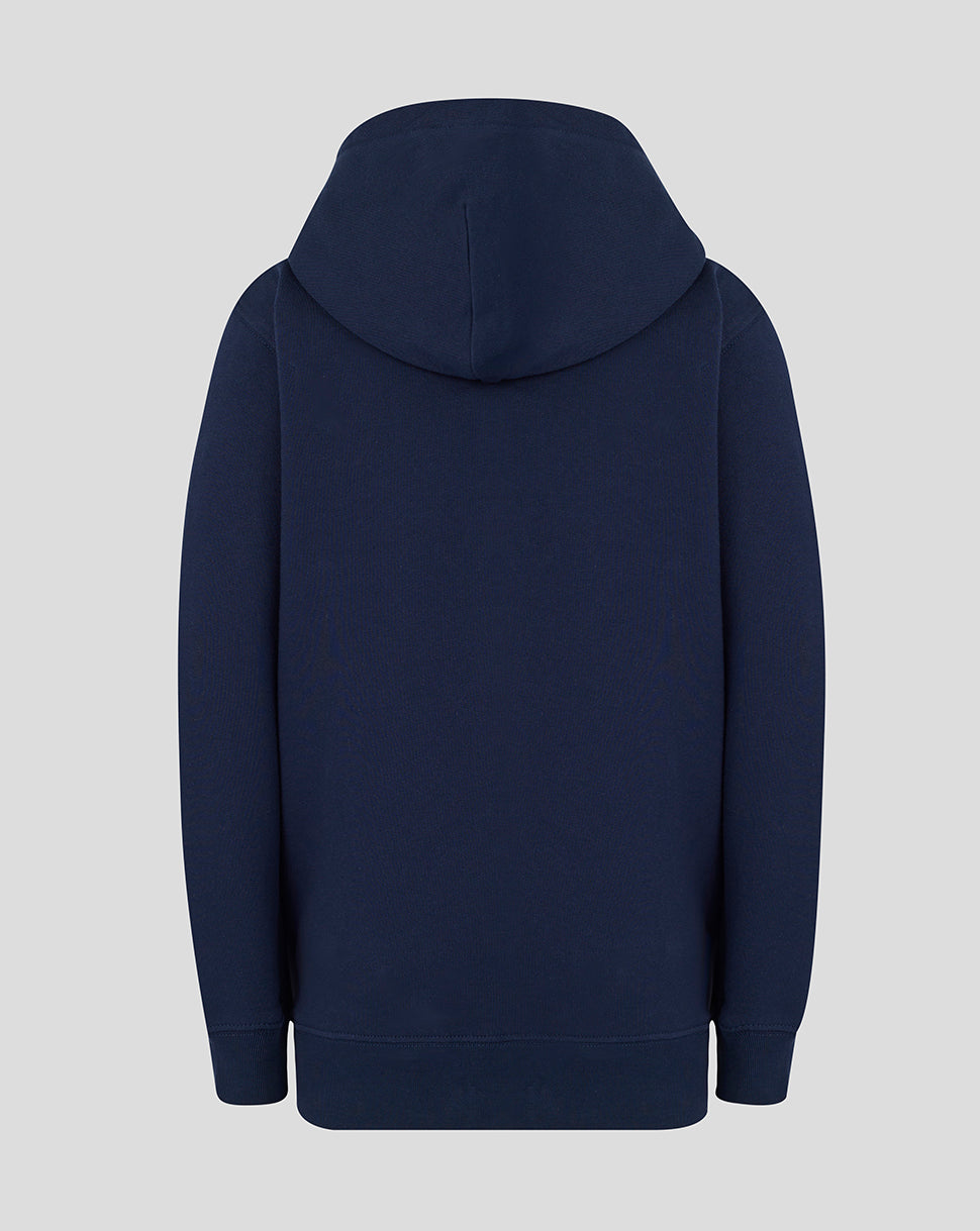 Navy hoodie on a grey background