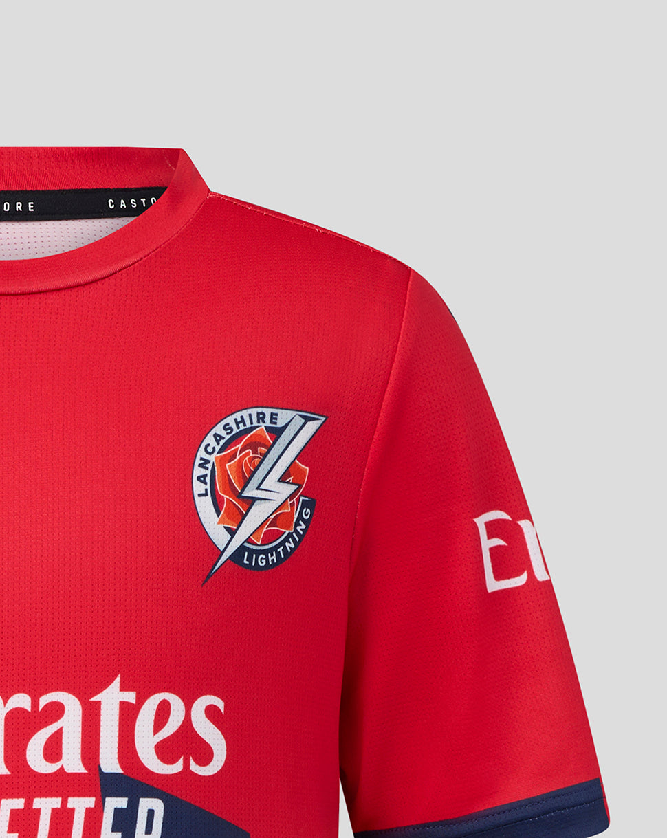 Lancashire Cricket Junior 26/27 T20 Short Sleeve Jersey - Red - True Red