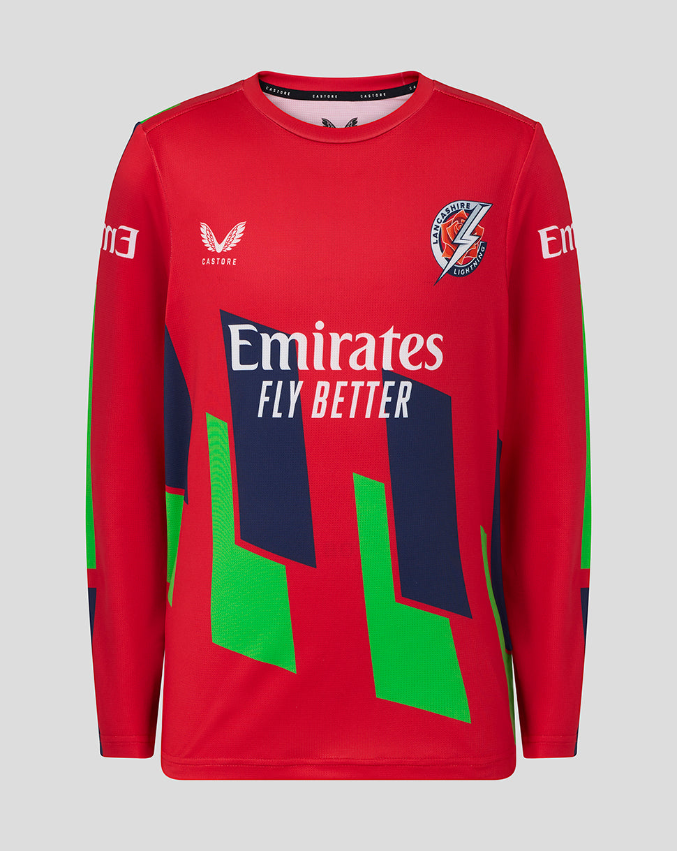 Lancashire Cricket Junior 26/27 T20 Long Sleeve Jersey - Red - True Red