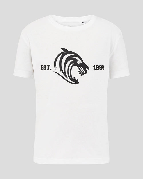 Leicester Tigers Junior 25/26 Varsity 1880 Short Sleeve T-Shirt - White