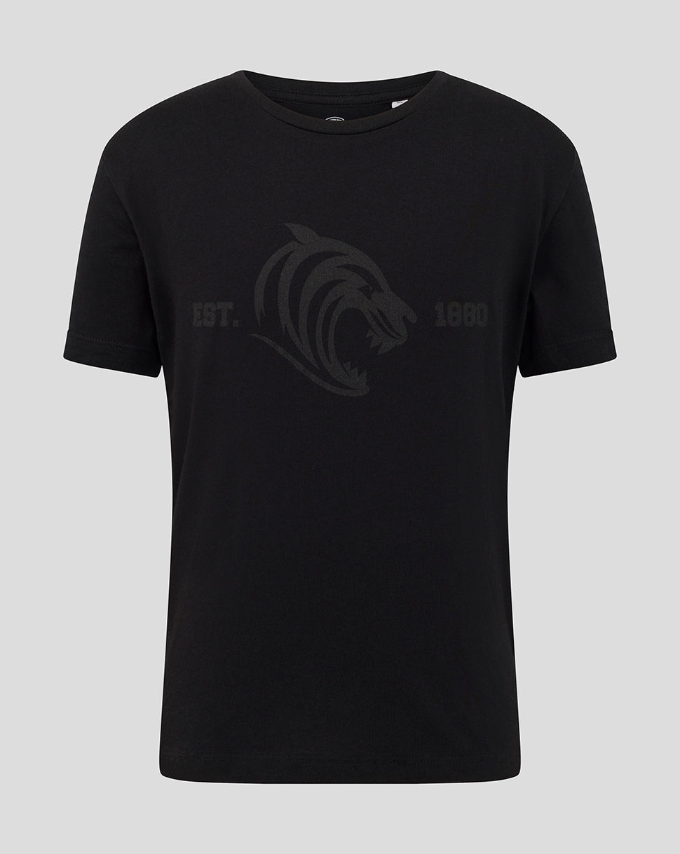 Leicester Tigers Junior 25/26 Varsity 1880 Short Sleeve T-Shirt - Black