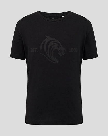 Leicester Tigers Junior 25/26 Varsity 1880 Short Sleeve T-Shirt - Black