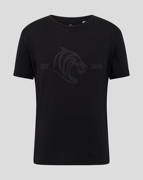 Leicester Tigers Junior 25/26 Varsity 1880 Short Sleeve T-Shirt - Black