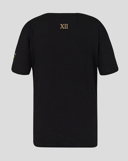 Back of black Feyenoord Junior Twelfth shirt with gold XII mark near the neck.