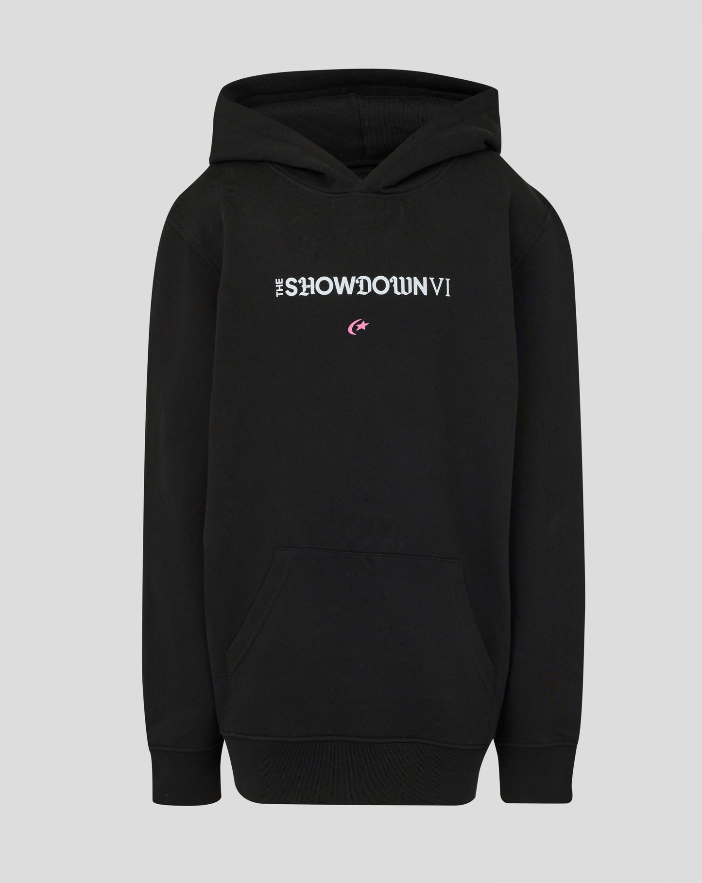 Black hoodie with 'The Showdown VI' logo on a light gray background