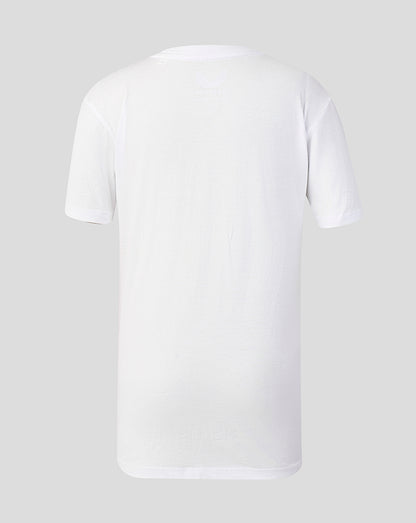 Back view of plain white juniors T shirt