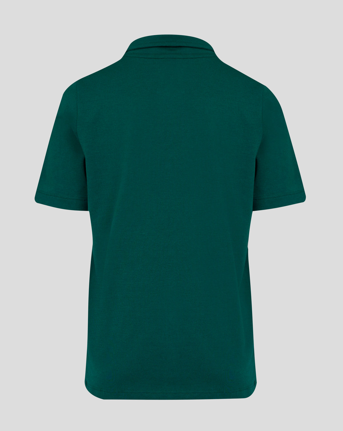 Back view of teal polo collar with inner neckline branding reading CASTORE