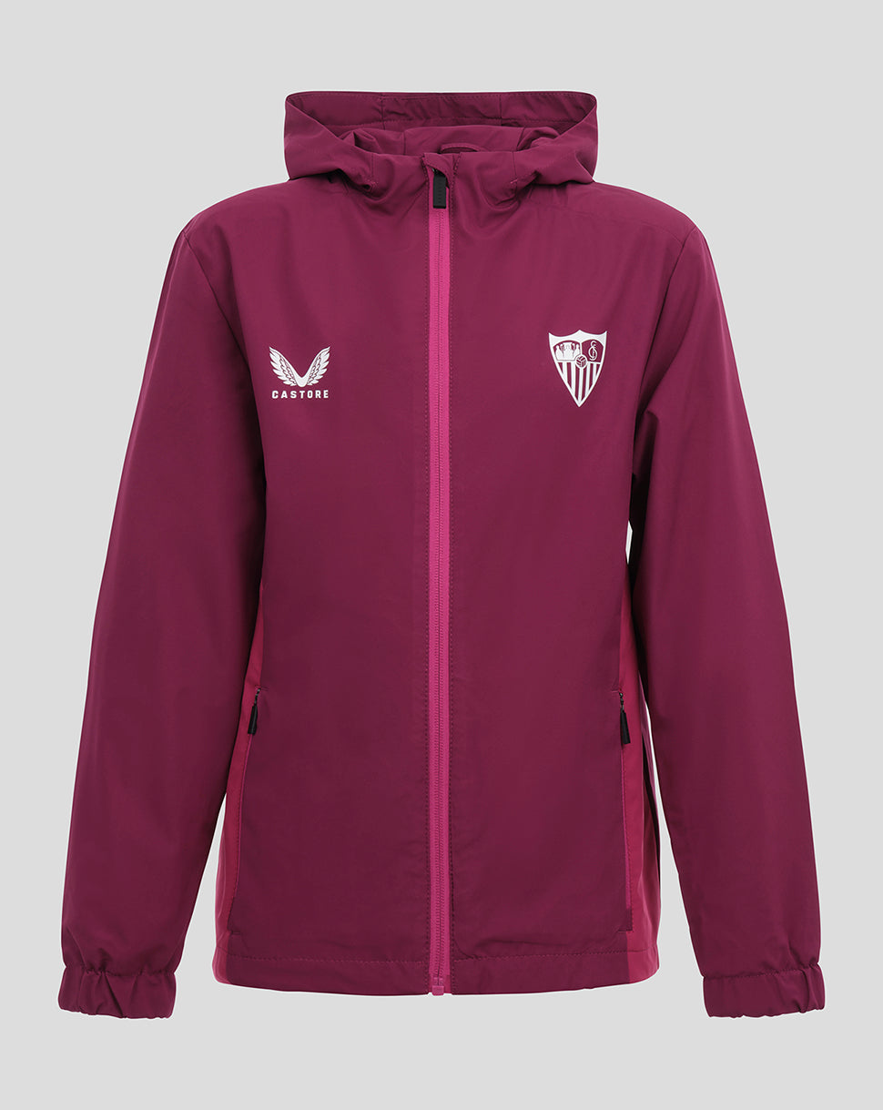 Sevilla junior training lightweight purple jacket with full front zipper and crest on the chest