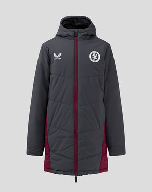 Junior Aston Villa FC Coaches Long Bench Jacket - Ebony / Rhododendron