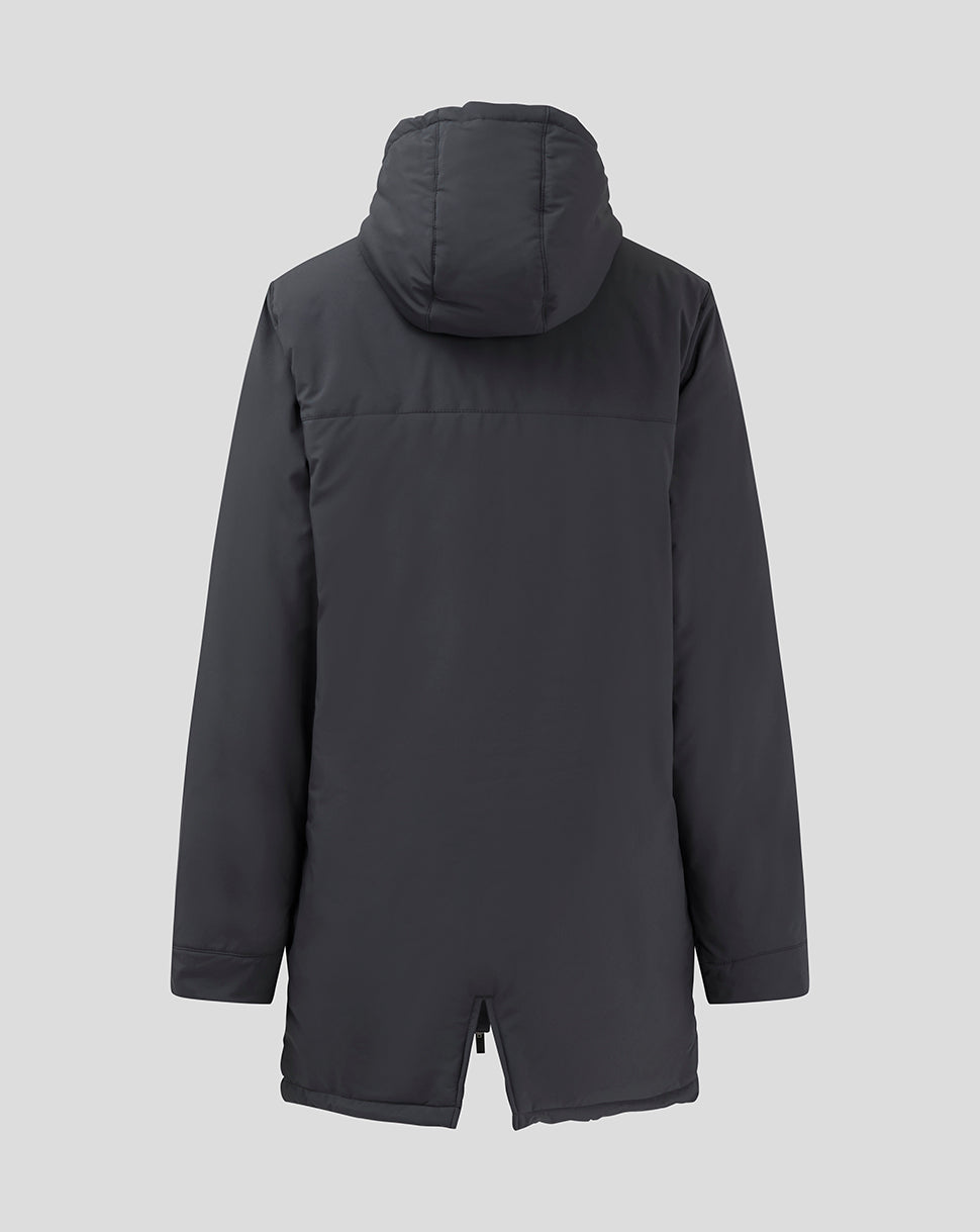 Junior Aston Villa FC Coaches Long Bench Jacket - Ebony / Rhododendron - Ebony/Rhododendron