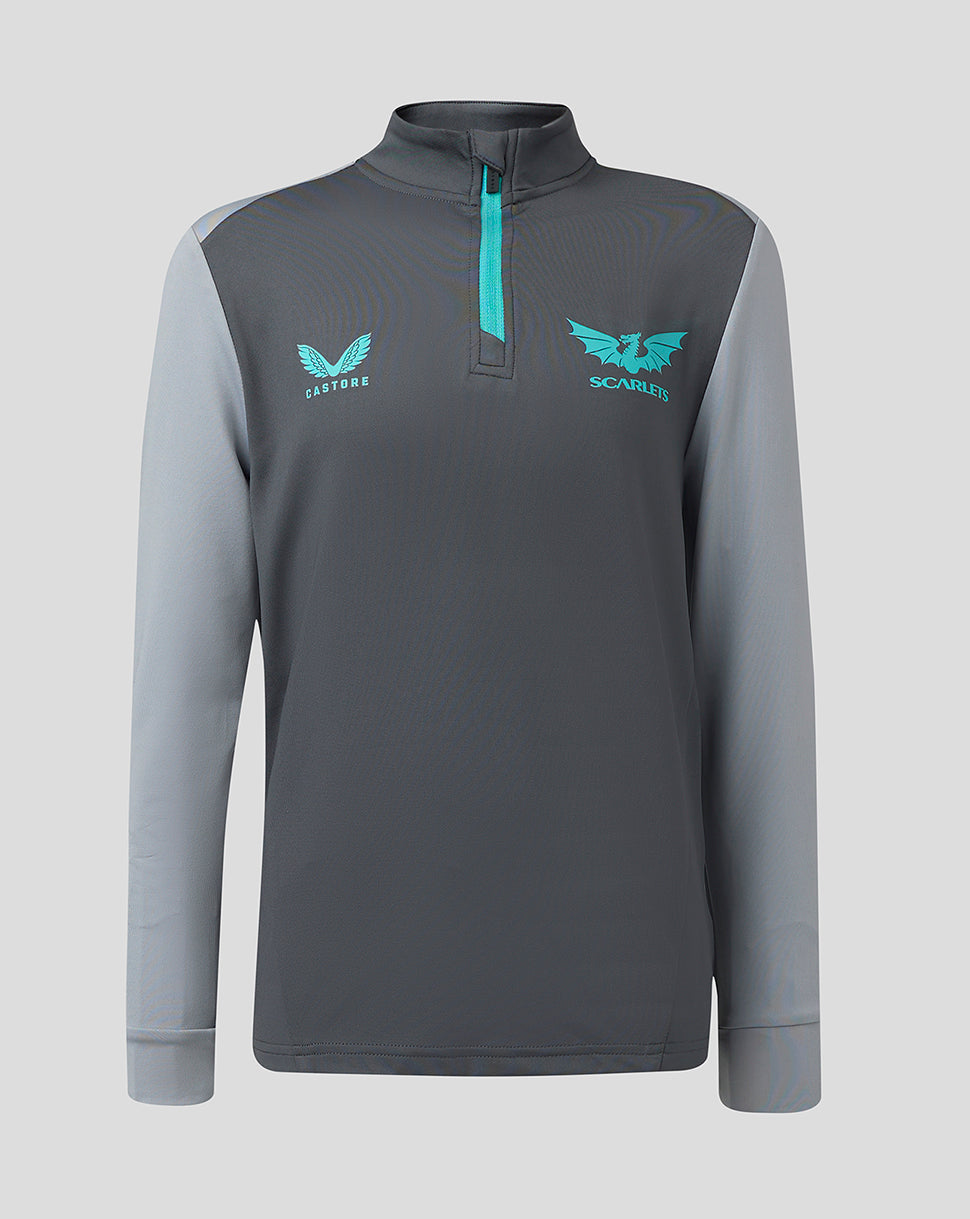 Scarlets Junior 23/24 Quarter Zip Midlayer - Grey