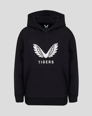 Leicester Tigers Junior 25/26 Travel Brushed Back Hoodie - Black