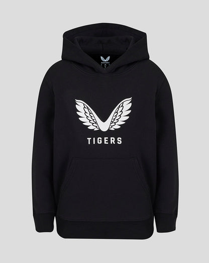Leicester Tigers Junior 25/26 Travel Brushed Back Hoodie - Black