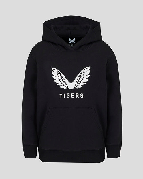 Leicester Tigers Junior 25/26 Travel Brushed Back Hoodie - Black