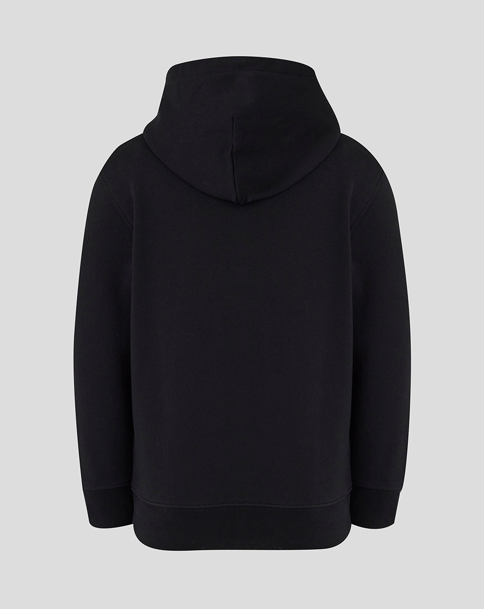 Leicester Tigers Junior 25/26 Travel Brushed Back Hoodie - Black - Black