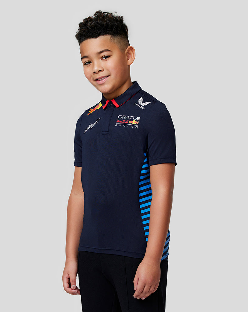Oracle Red Bull Racing Junior Official Teamline Short Sleeve Polo Shirt Checo - Night Sky