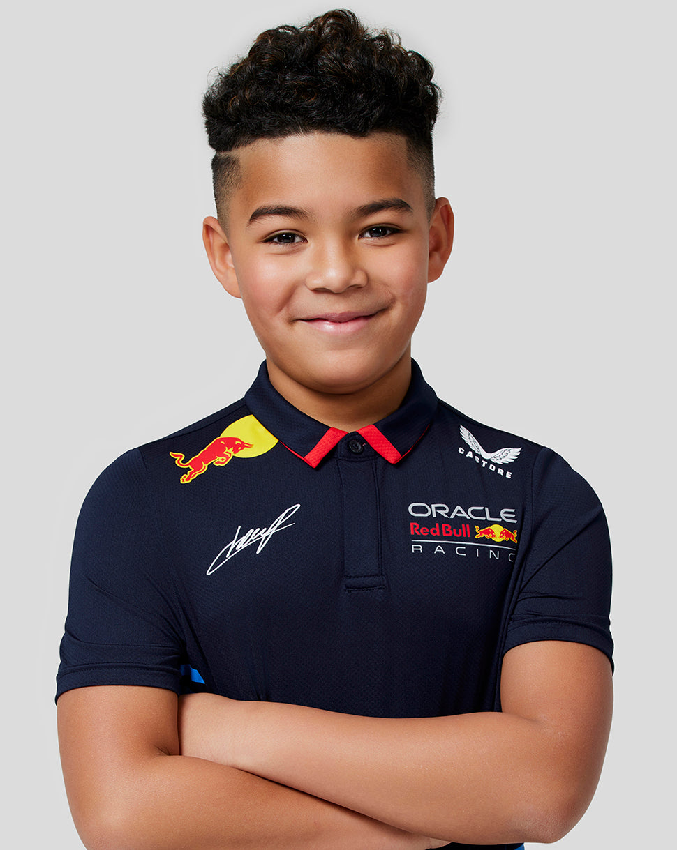 Oracle Red Bull Racing Junior Official Teamline Short Sleeve Polo Shirt Checo - Night Sky