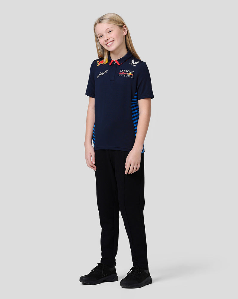 Oracle Red Bull Racing Junior Official Teamline Short Sleeve Polo Shirt Checo - Night Sky