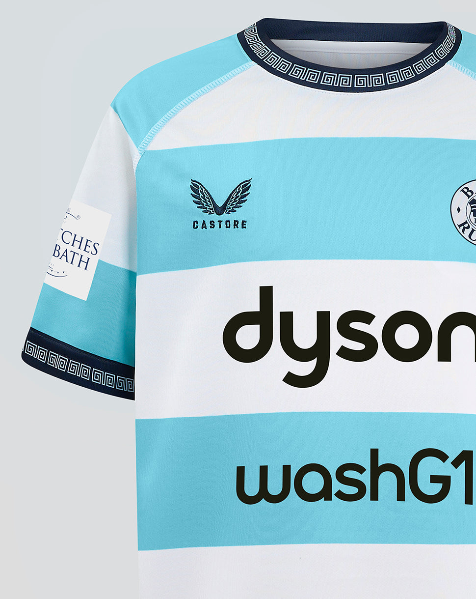 Bath Rugby Junior Euro Shirt 24/25 - Brilliant White/Tropical Breeze