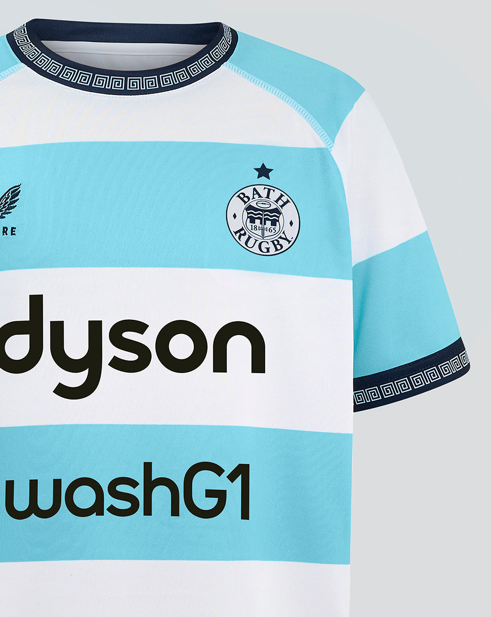 Bath Rugby Junior Euro Shirt 24/25 - Brilliant White/Tropical Breeze